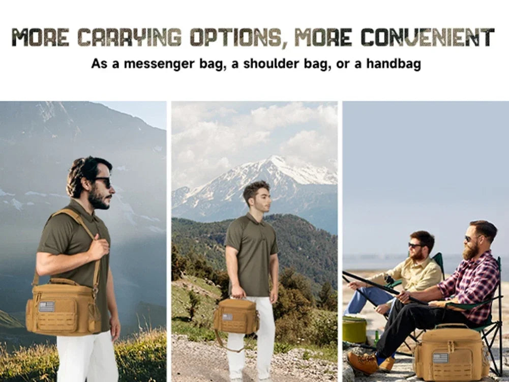Tactical Thermal Cooler Bag Outdoor Heavy Duty Lunch Box Work Leakproof Insulated Durable Lunch Bag for Men Meal Camping Picnic