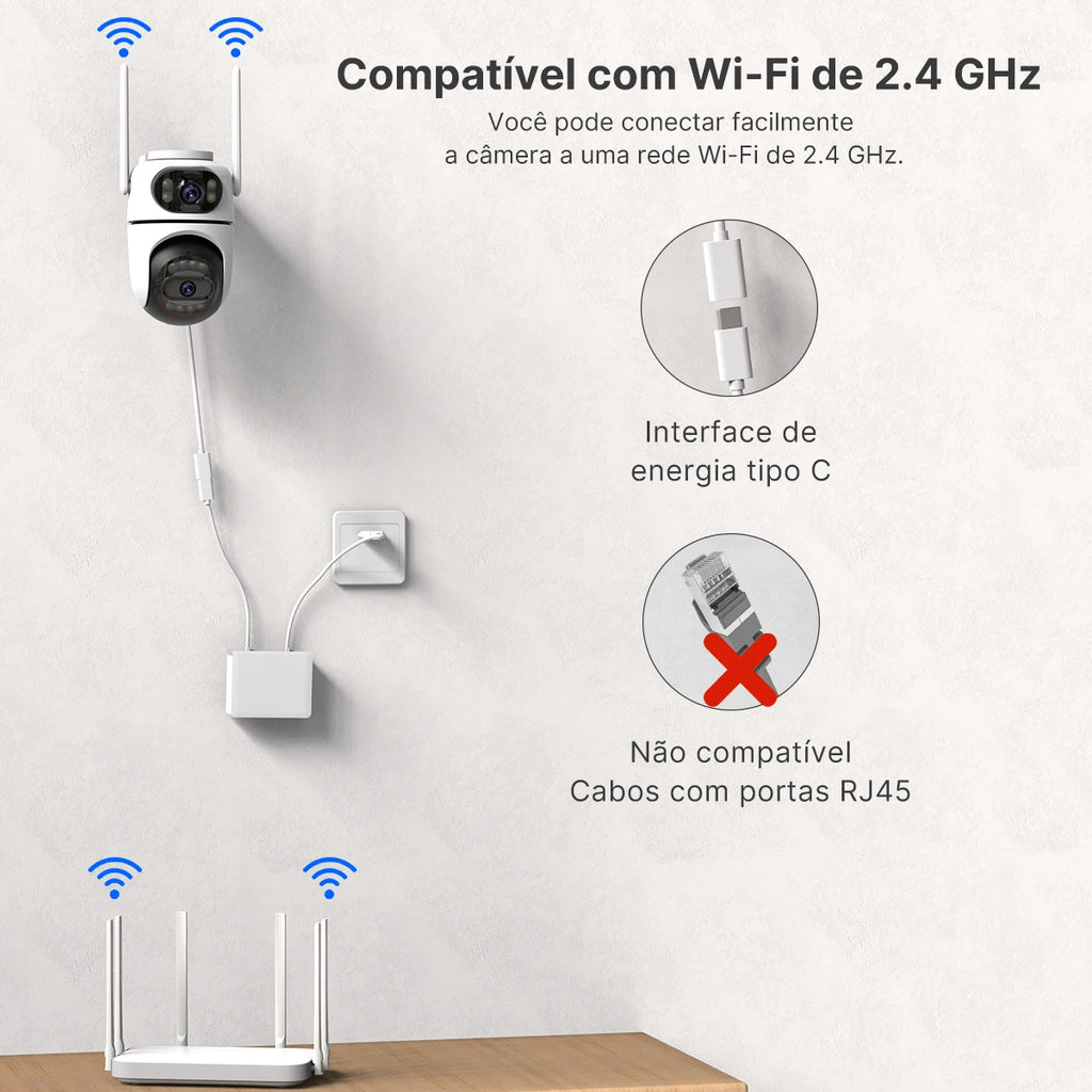 Icsee Wifi Ip Camera Dual Screen Home Security Ptz Camera Ai Tracking Outdoor Video Surveillance Cctv