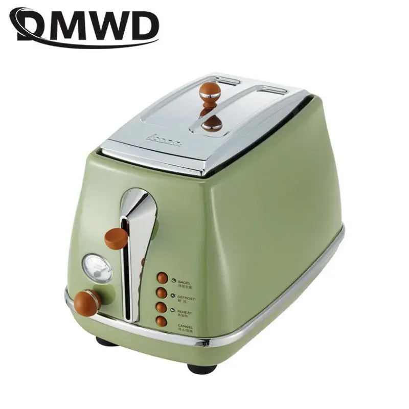Retro Type Electric Toaster With lid 6 Gear Stainless steel Bagel Bread Oven Sandwich baking tray Defrost Reheat Breakfast Maker