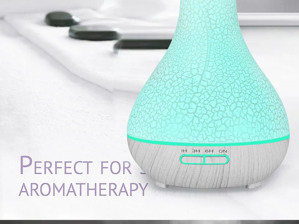 Electric Air Humidifier Remote Control Diffuser Aroma Humidifier Oil Diffuser Ultrasonic Wood Grain Mist Maker 7Color LED Light
