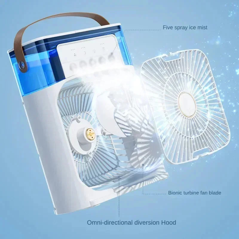 Lenovo Portable Air Conditioner Fan Mini USB Air Cooler Humidifier Water Mist Spray LED Night Light Desktop Cooling Fan