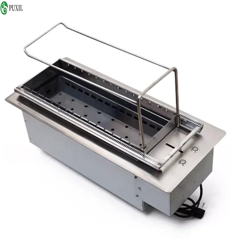 Automatic BBQ Grill Charcoal BBQ Machine Push-Pull Electric Lifting Charcoal Box Barbecue Skewer Grill Commercial Skewer Machine