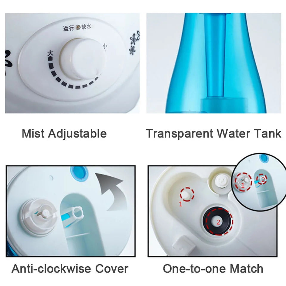 3000ML Ultrasonic Air Humidifier Double Sprayers Fog Mist Maker Essential Oil Diffuser 7 Color LED Aroma Diffusor Aromatherapy