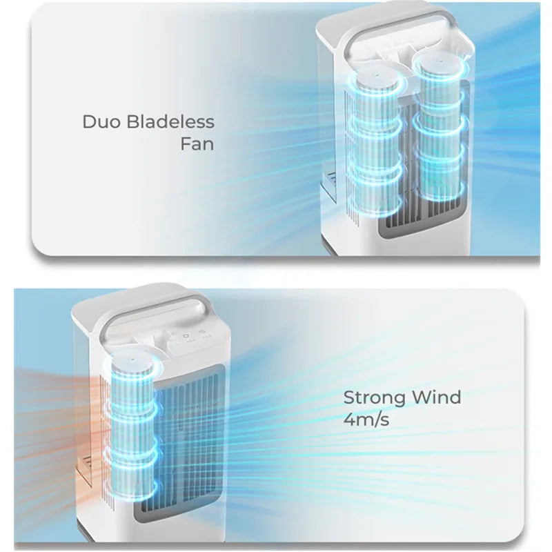 1700ml 3-IN-1 Mini Portable Air Cooler with Intelligent Touch Control 120 Degree Swing Air Conditioner 3-Speed Household Desk