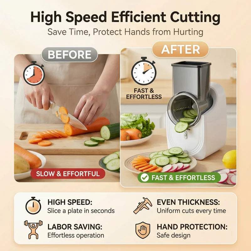 DIVEDEER Multi-Function Electric Cyclone Vegetable Cutter Home Kitchen Wonder: Storm-Powered Shredder & Slicer
