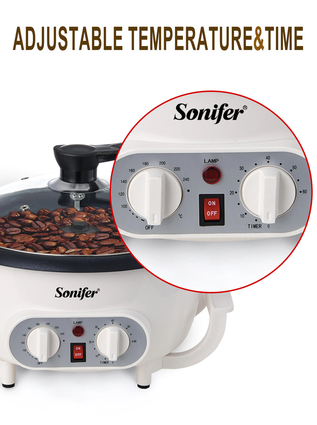 Electric Coffee Bean Roaster Coffee Baked Peanut Beans Baking Stove Popcorn Make Dryer Roasting Machine Grain Drying Sonifer