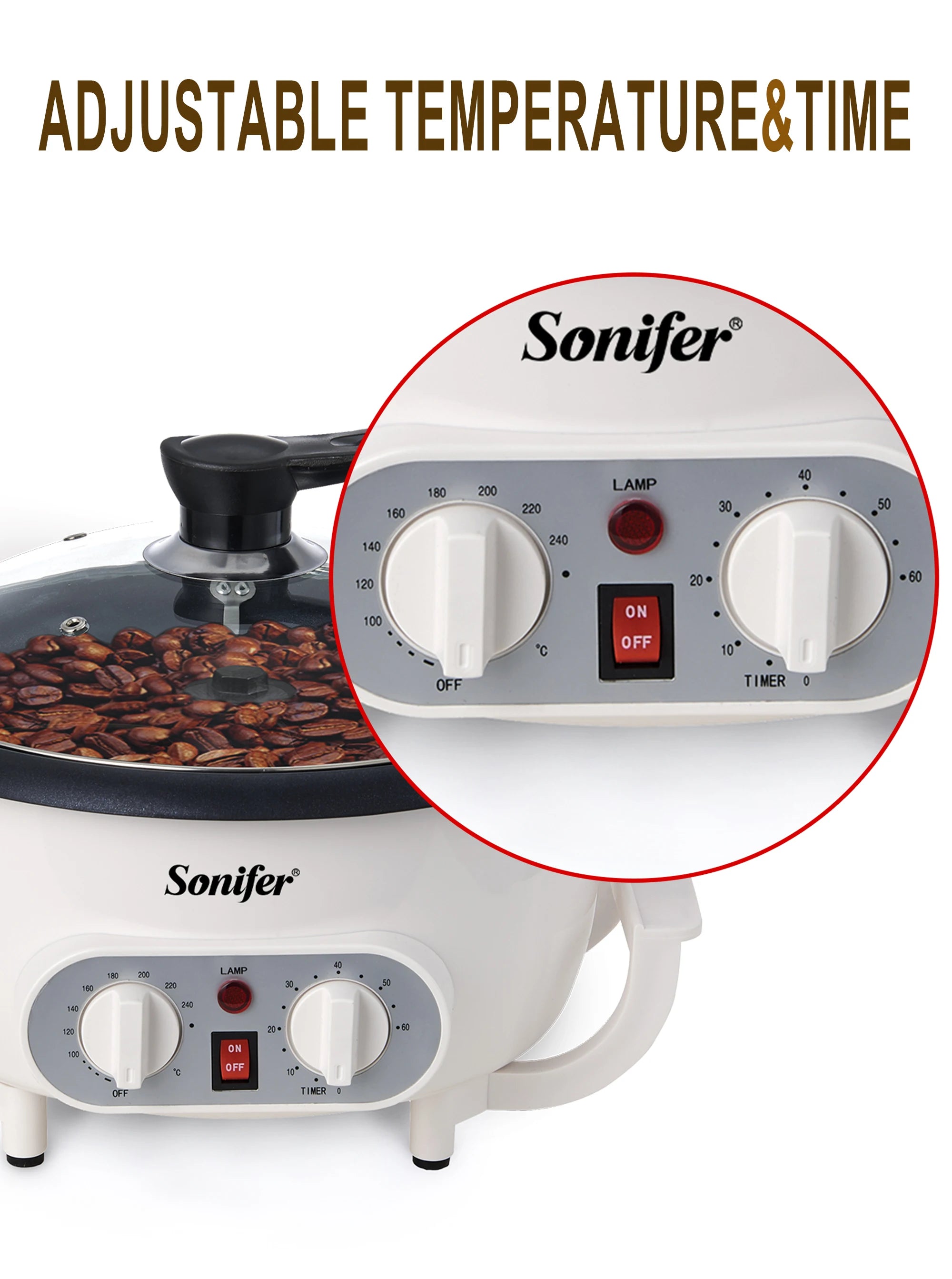 Electric Coffee Bean Roaster Coffee Baked Peanut Beans Baking Stove Popcorn Make Dryer Roasting Machine Grain Drying Sonifer