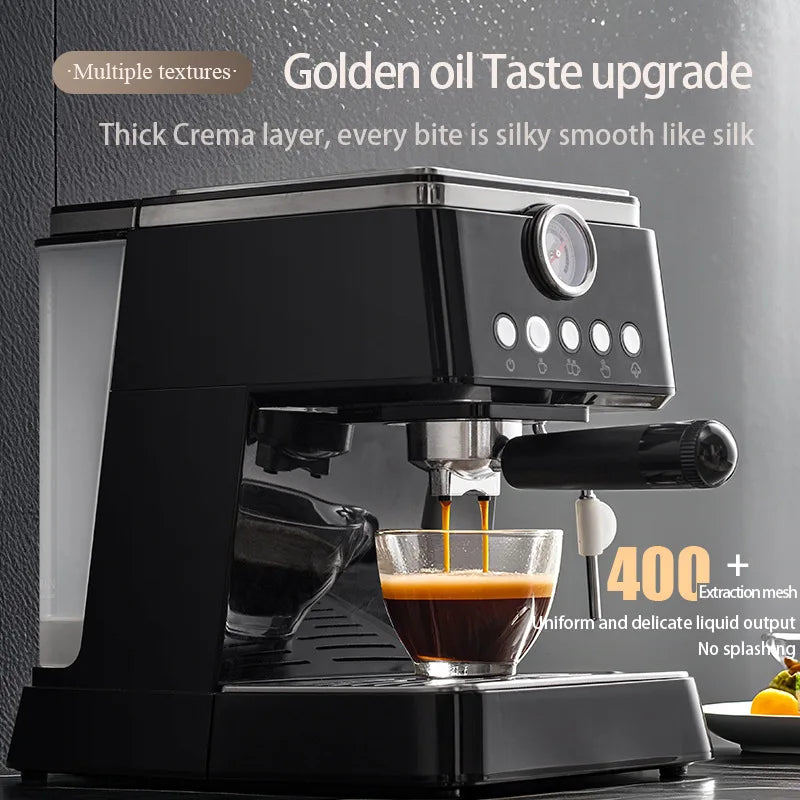 2026 Semi-automatic household coffee machine with high-pressure extraction, frothing and grinding integrated functions