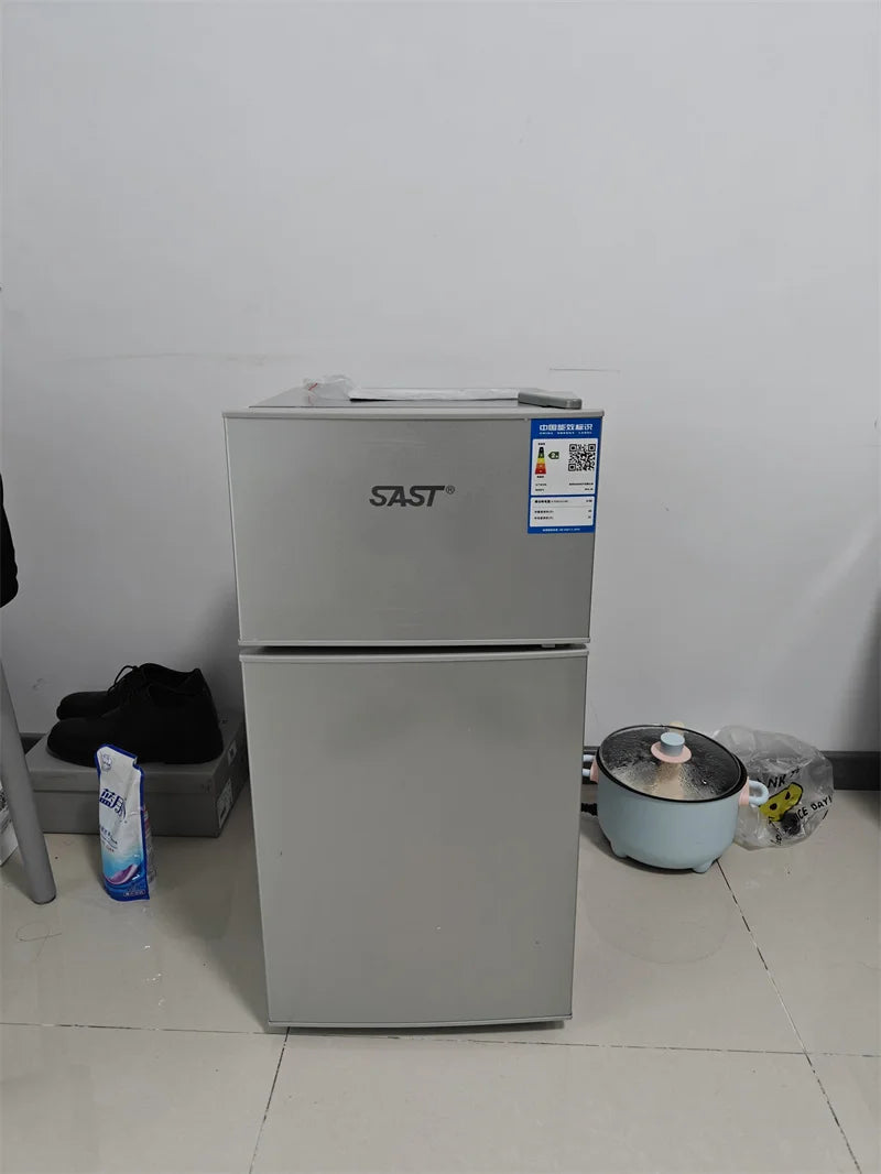 Energy Saving Refrigerator with Double Doors Small Refrigerator Home Dormitory Rental Room Freezer Refrigeration Mini Bar Fridge