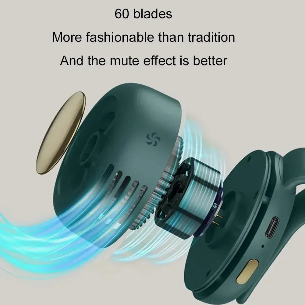 Portable Silent Fan Mini USB Rechargeable Bladeless Electric Clip-on Fan Adjustable 3-Speed Waist Fan For Outdoor Sports Office