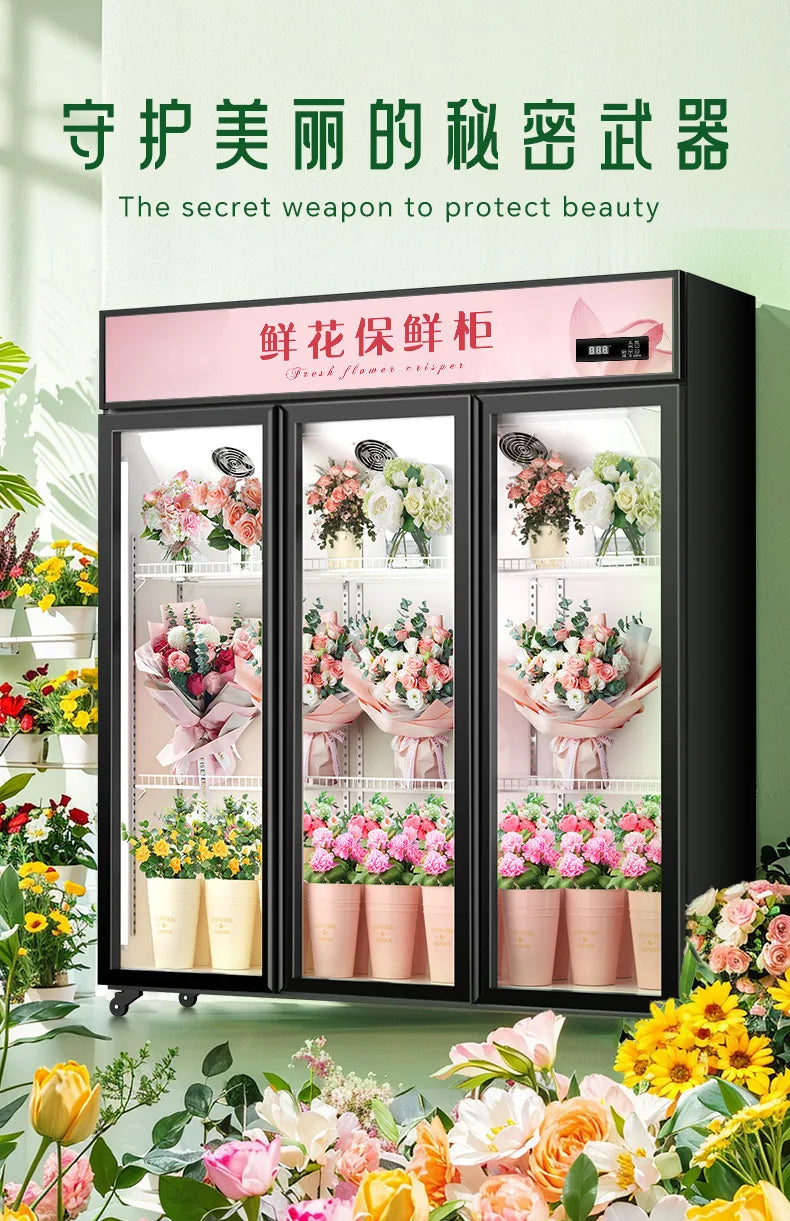 HXL Flower Shop Commercial Fresh Flower Preservation Cabinet Large Capacity Air-Cooled Freezer Refrigerated Fresh Preservation