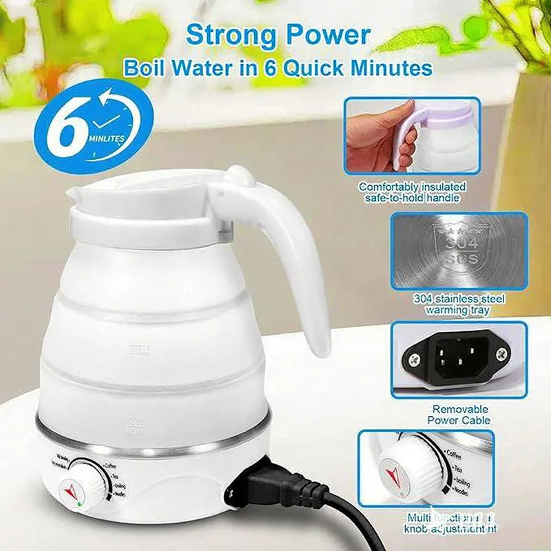 Baby Food Grade Silicone Portable Electric Kettle Folding Kettle Automatic Power-Off Electric Automatic Kettle  for Home Trip