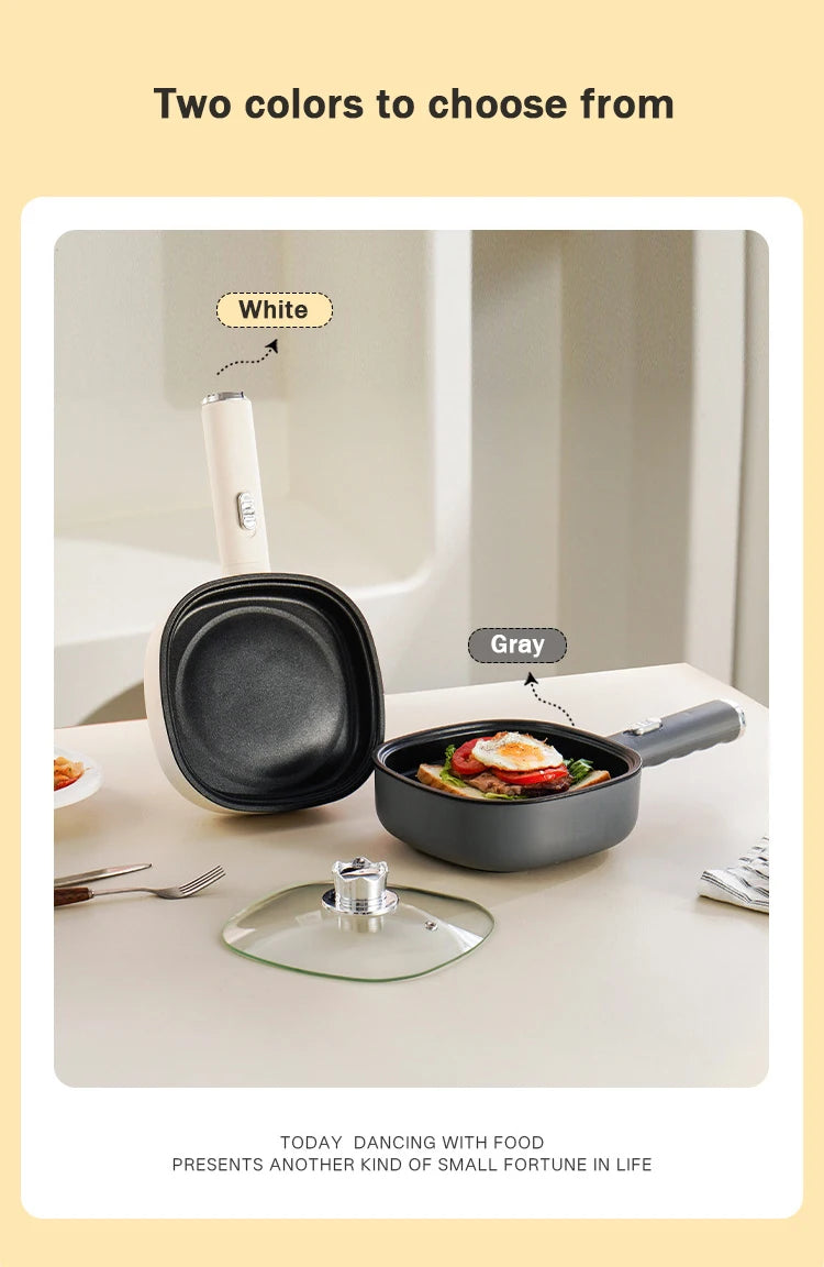 DMWD Electric Frying Pan Household Mini Stir-frying Pot Non-stick Steaks Pancakes Electric Skillet Multicooker 2 Firepower 600W