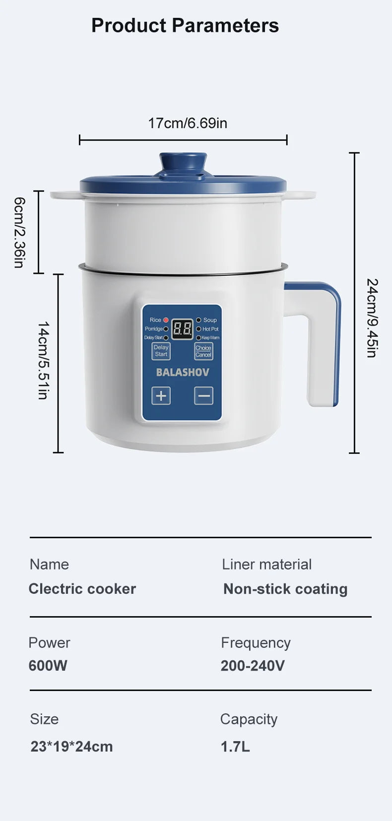 1.7L Electric Rice Cooker Single Double Layer 220V Multi Cooker Non-Stick Smart Mechanical MultiCooker Steamed Rice Pot For Home