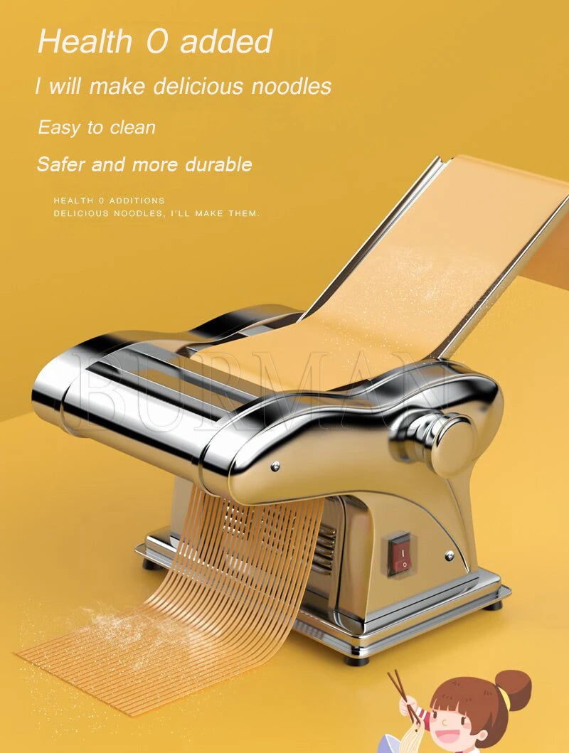 Electric Noodle Dumpling Wrapper Maker Machine Pasta Noodle Machine Commercial Household Stainless Steel Noodle Press Machine