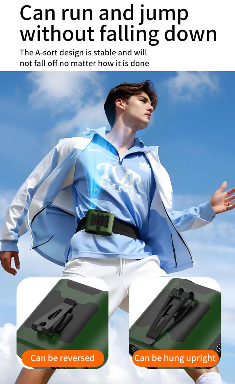 Portable Waist Fan Mini Waist Clip Fan USB Rechargeable Portable Hanging Neck Fan Wireless Outdoor Waist Fan for Camping Travel