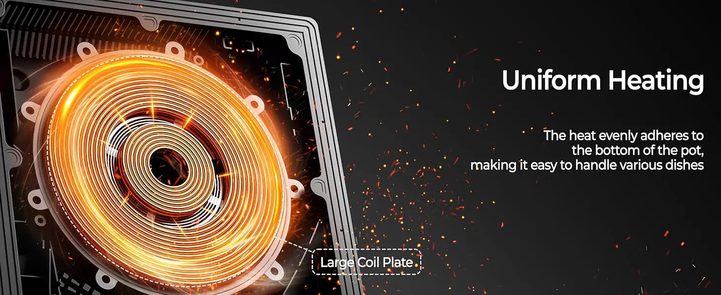 Multifunction Induction Cooker Ceramic 1200W-1800W Portable Electric Cooktop Preset Temperature Stir-Fry Timer Preset Child Lock