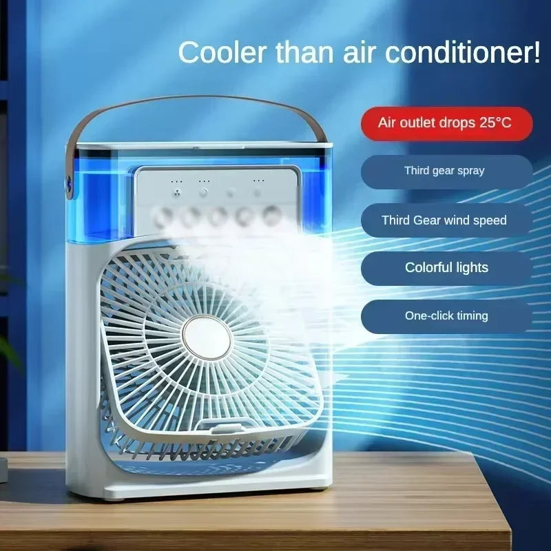 Lenovo 5 Holes Air Conditioner Fan USB Air Cooler Humidifier Water Portable Mist Spray LED Night Light Desktop Cooling Fan 2026