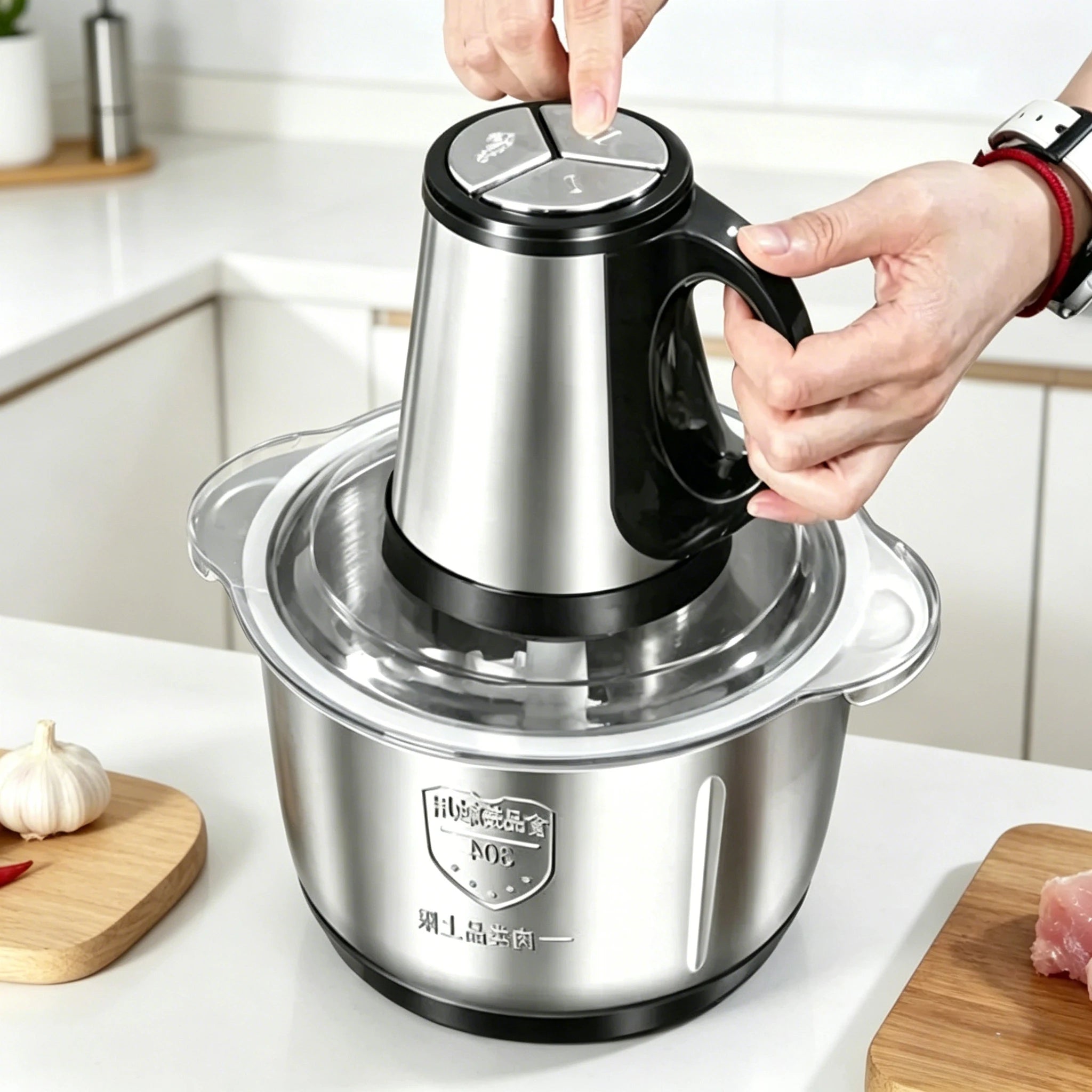 Hot Sale 5L Stainless Steel Electric Food Chopper EU Plug Household Kitchen Meat Vegetable Processor