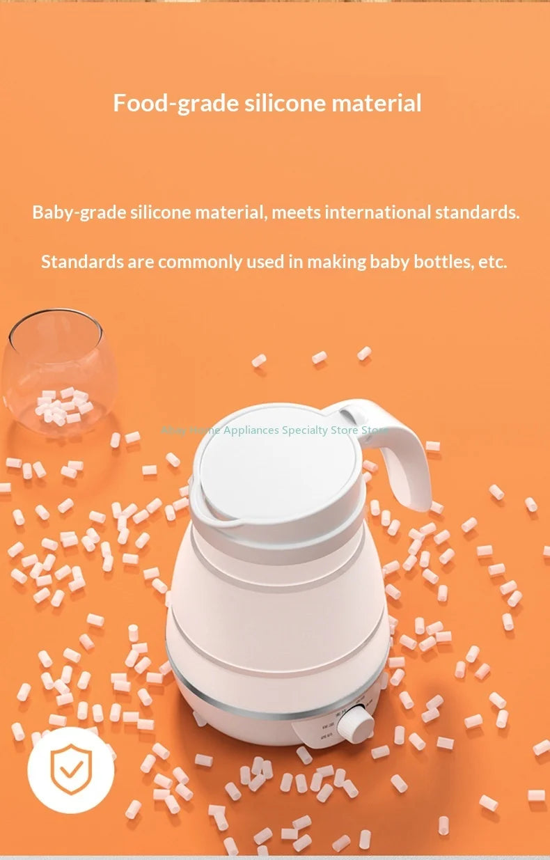 Baby Food Grade Silicone Portable Electric Kettle Folding Kettle Automatic Power-Off Electric Automatic Kettle  for Home Trip