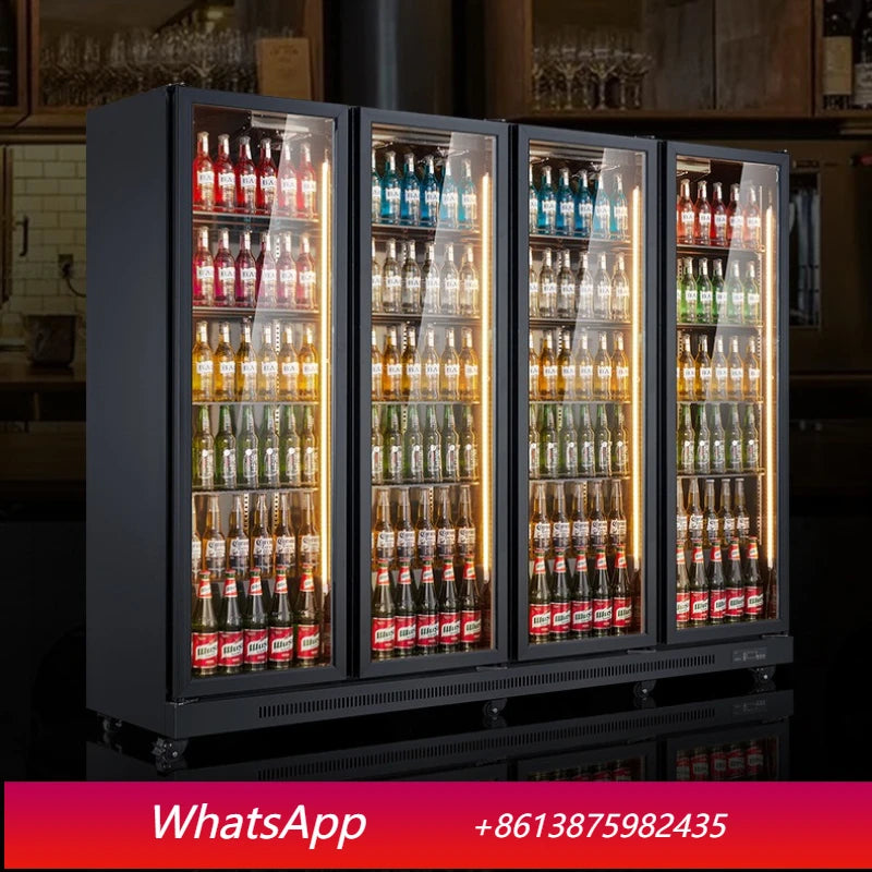 YJQ refrigerated beverage display freezer double door air-cooled vertical liquor cabinet commercial preservation