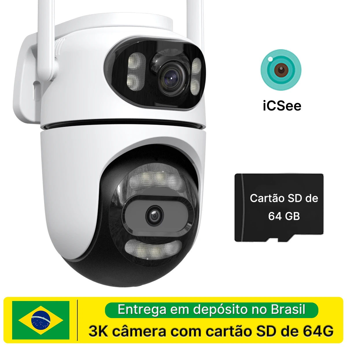 Icsee Wifi Ip Camera Dual Screen Home Security Ptz Camera Ai Tracking Outdoor Video Surveillance Cctv