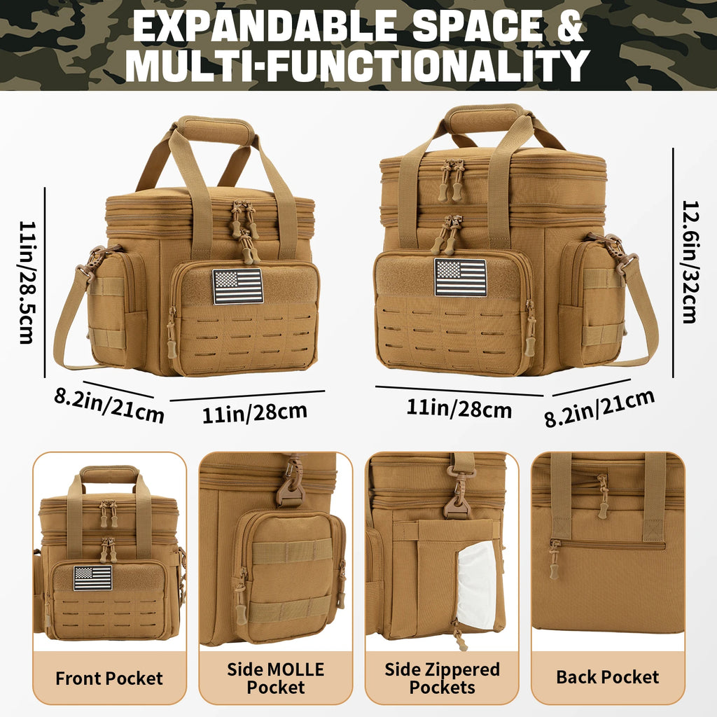 18L Insulated Cooler Bag Tactical Lunch Box for Men Expandable Work Camping Outdoor Picnic Heavy Duty Leakproof Thermal Bag