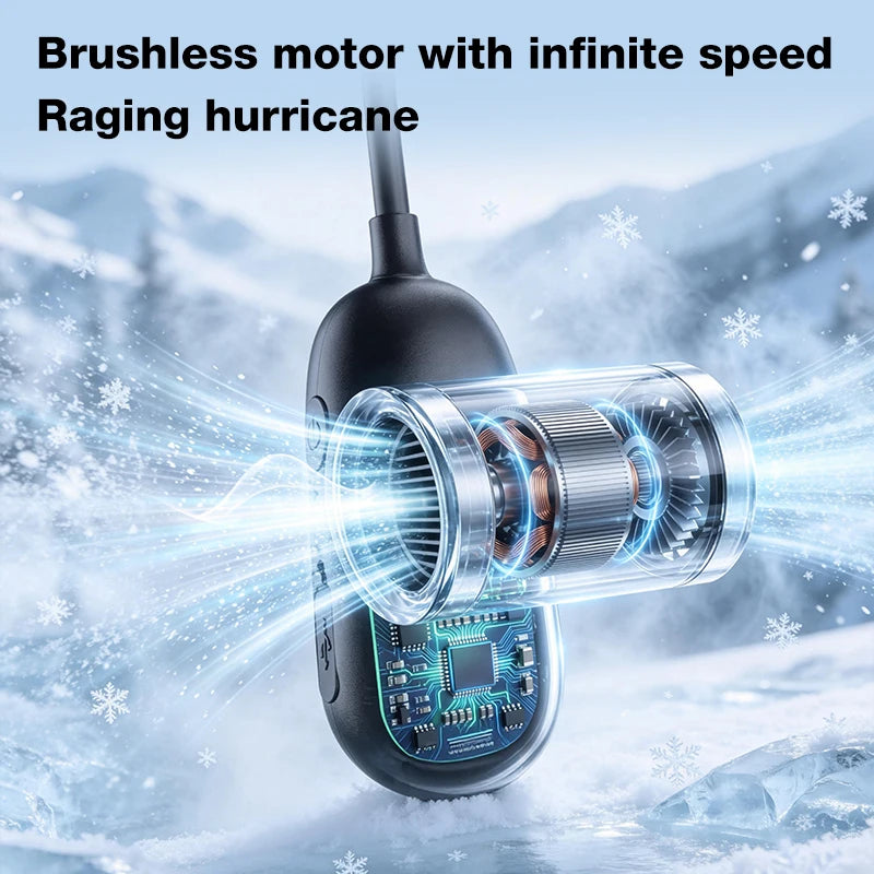 Independent Control Dual Motor Neck Hanging Fan Rotation Adjustment Direction, Strong 3-Speed Wind Power