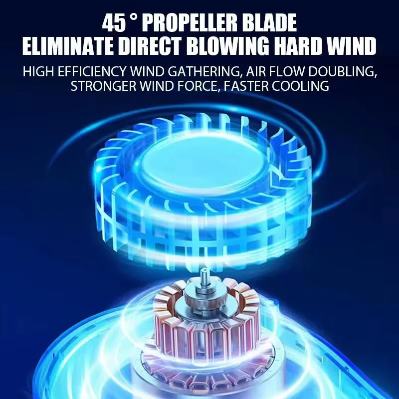 HOT New ceiling fan USB rechargeable portable small fan students office sports digital display ceiling fan hanging neck fan