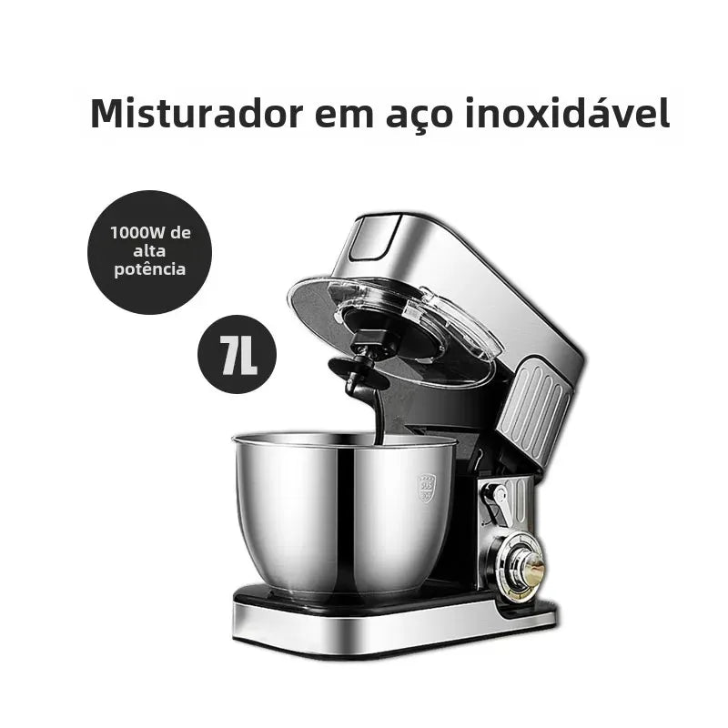 7L Stainless Steel Electric Food Stand Mixer 6-Speed Kitchen Chef with Egg Whisk Dough Cream Blender Juicer Meat Grinder Mincer