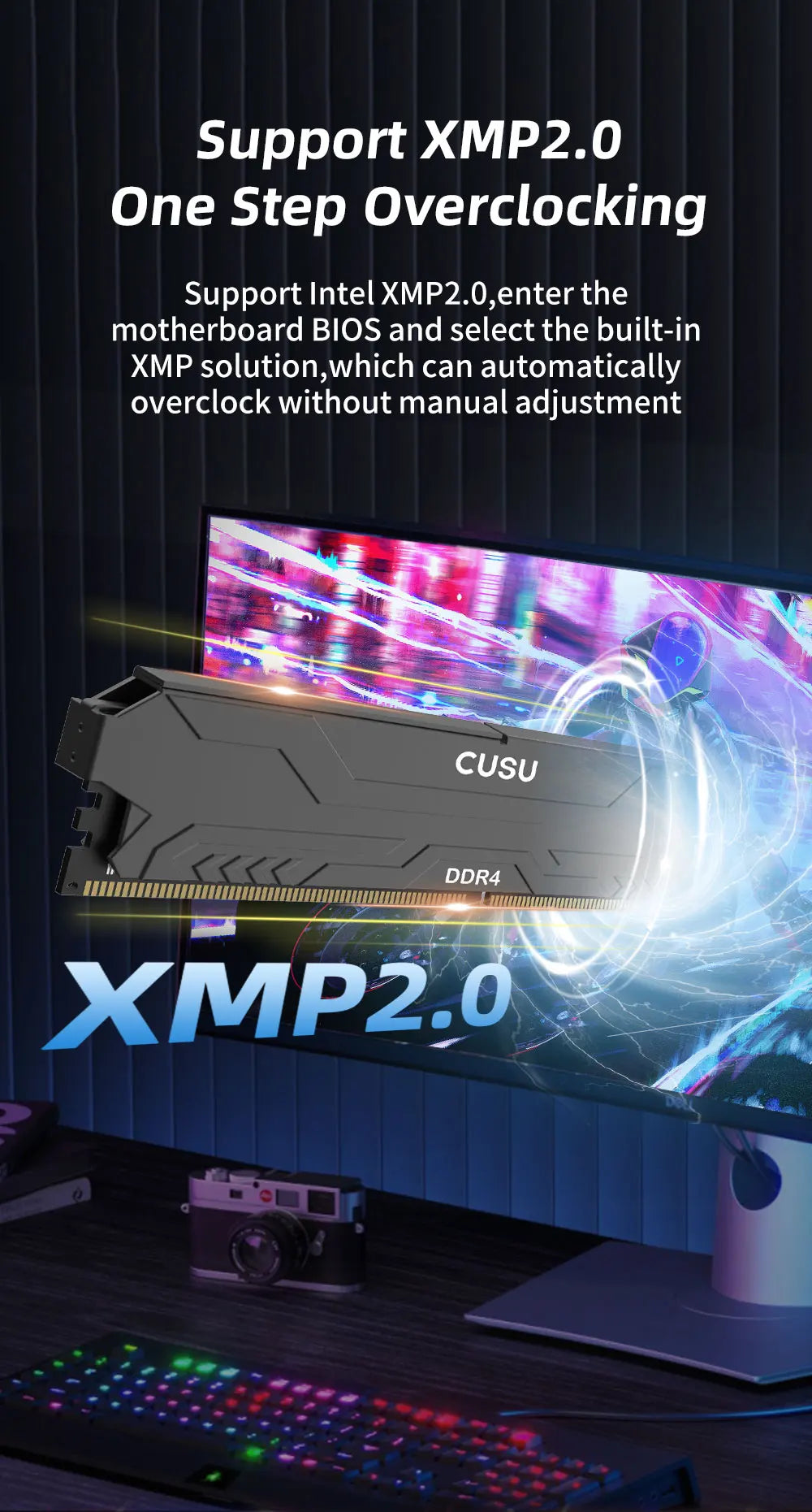 CUSU DDR4 Desktop Memory 3200MHz DDR4 RAM 8GB 16GB 8GBx2 16GBx2 1.35V/ 1.2V UDIMM for Motherboard