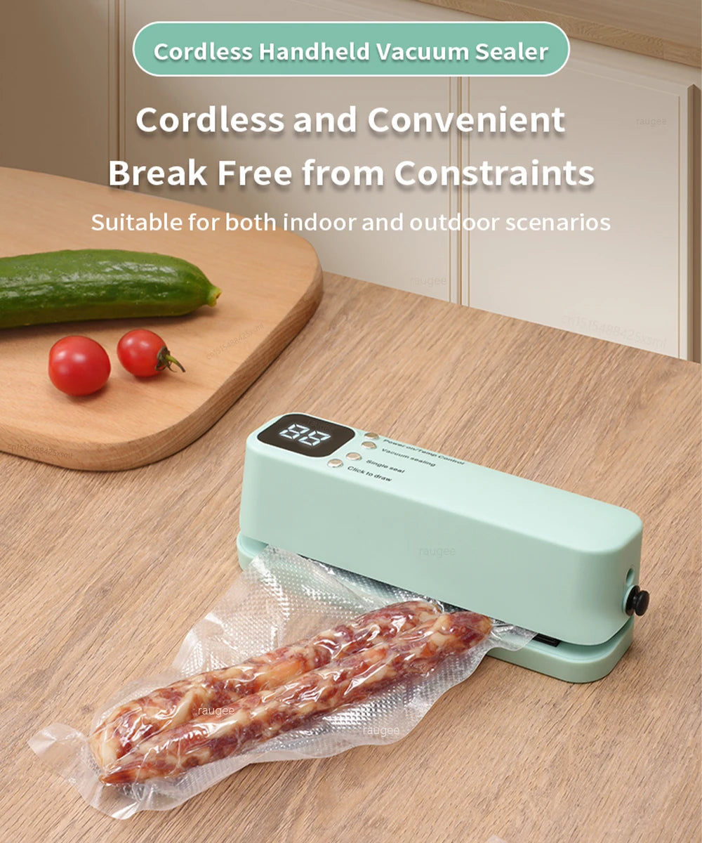 Vacuum Sealer Handheld Food Packaging Sealing Machine Home Wireless Vacuum Sealer Pump With Reusable Zipper Vacuum Bags