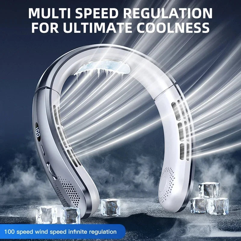 8000mAh Air Cooler USB Hanging Neck Fan, Portable Bladeless Mini Rechargeable Mute LED Digital Display Electric Fans, 2026 New