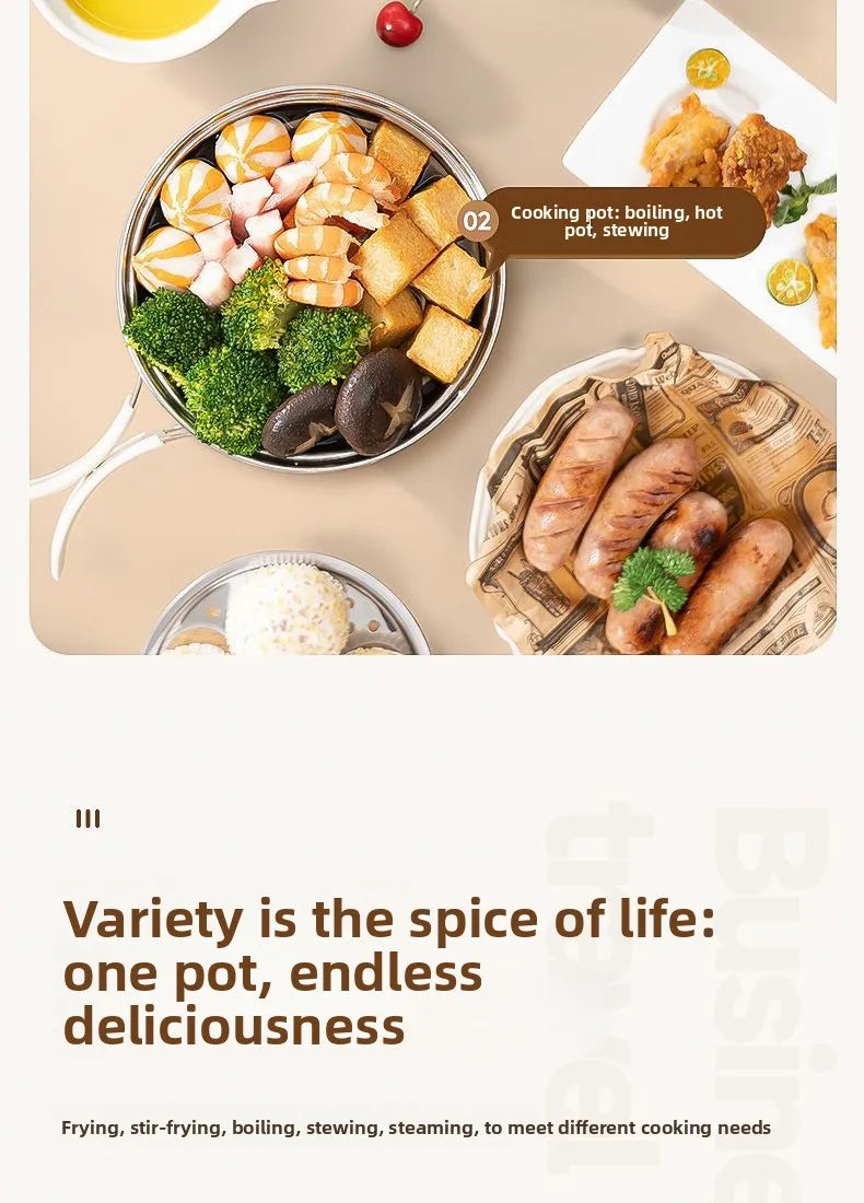110V/220V Electric Cooker Portable Cooking Pot Foldable Hotpot 1.6L Multi cookers Split Type Rice Cooker Frying Pan Home Travel