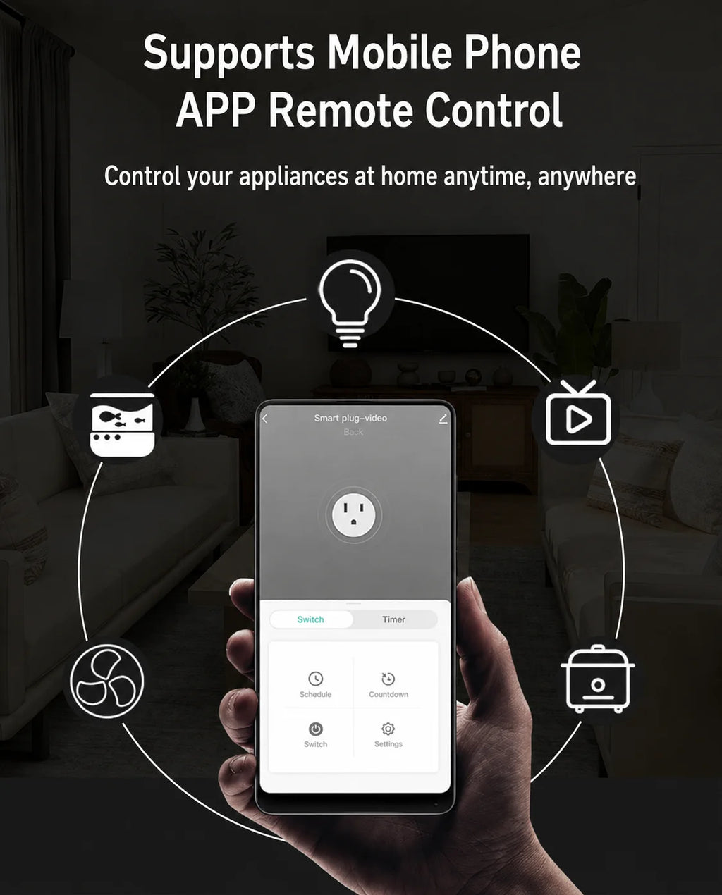 Tuya US-Spec Smart Plug 10A with Wi-Fi Connectivity, Timer Function, and Voice Control—Ideal for Smart Homes