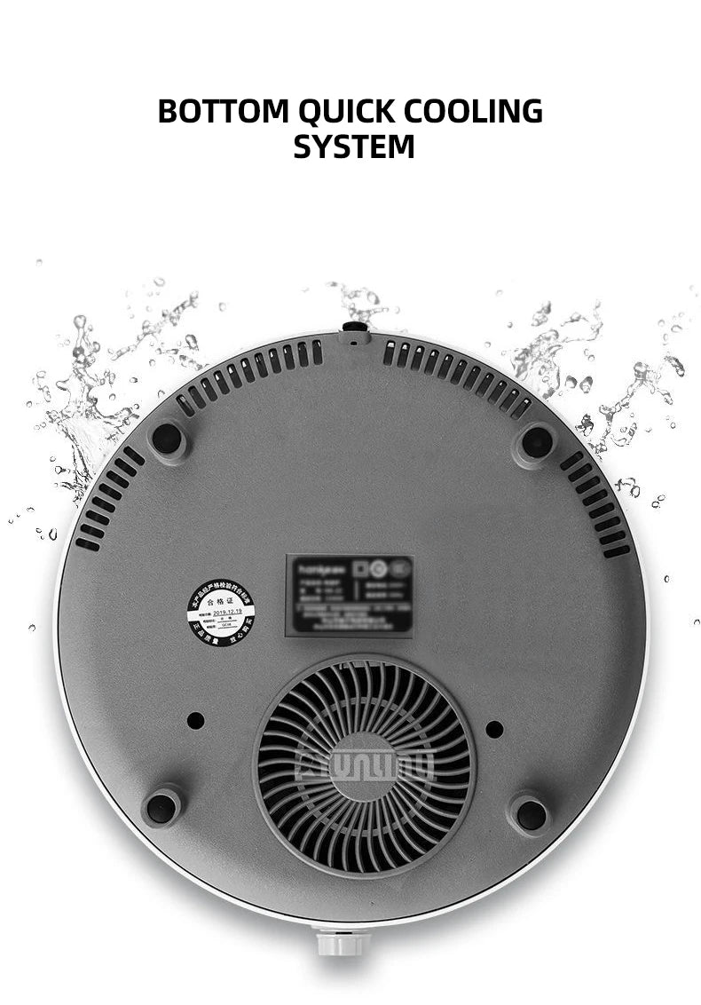 Round Smart Induction Cooker Household 2200W Inductions Kochplatte High Power Portable Cooktop Black Microcrystalline Panel