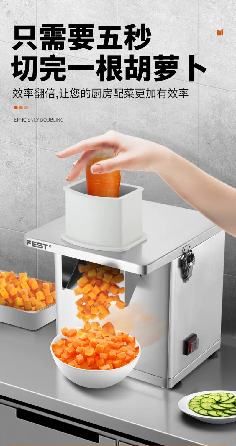 Commercial Electric Potato Dicing Machine Stainless Steel Automatic Cutter for French Fries Chips Shredding