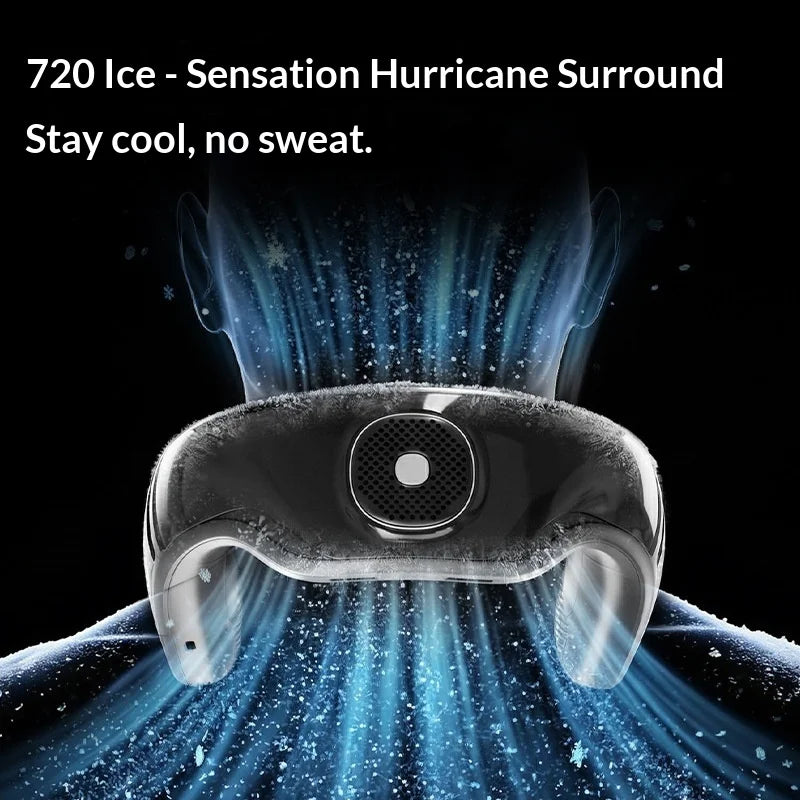 Neck Fan Bladeless Semiconductor Cooling Usb Rechargeable Portable Neck Air Conditioner With Led Display For Outdoor Sports