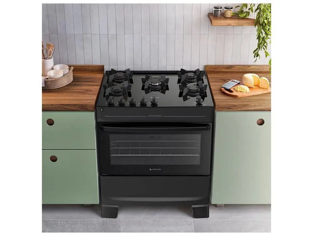 5 Stove Atlas Black Monaco Top Glass - Bivolt
