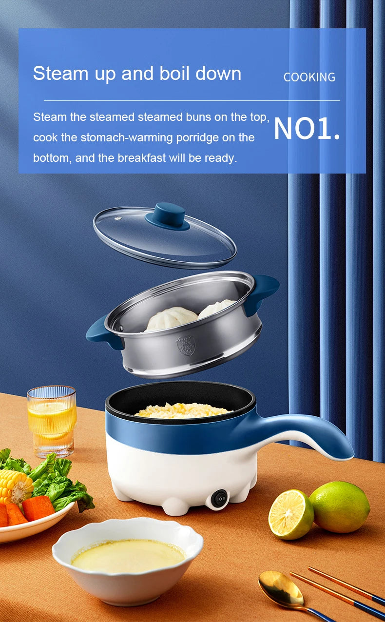 2L Portable Car Electric Hot Pot,12V/24V Multifunction Double‑Layer Cooking Pan, Travel Soup Rice Cooker Steamer for Car & Truck