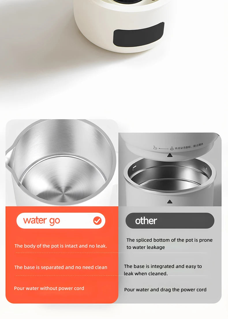 800ML Split-Type Foldable Electric Kettle Portable Travel Heating Cup with Adjustable Temperature 100V-240V Cooking Pot