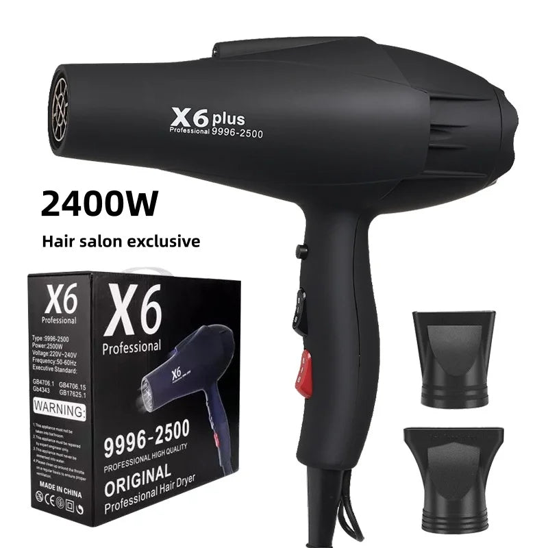 New X6 Hair Salon Professional Hair Dryer 2400W High Power Strong Wind Speed Drying Home Hairdryer Recommended Hairdryer
