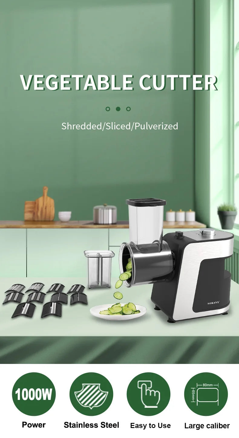 DIVEDEER Electric Vegetable Cutter: Multi-Function Vegetable Slicer and Shredder, All-in-One Potato and Cucumber Shredder