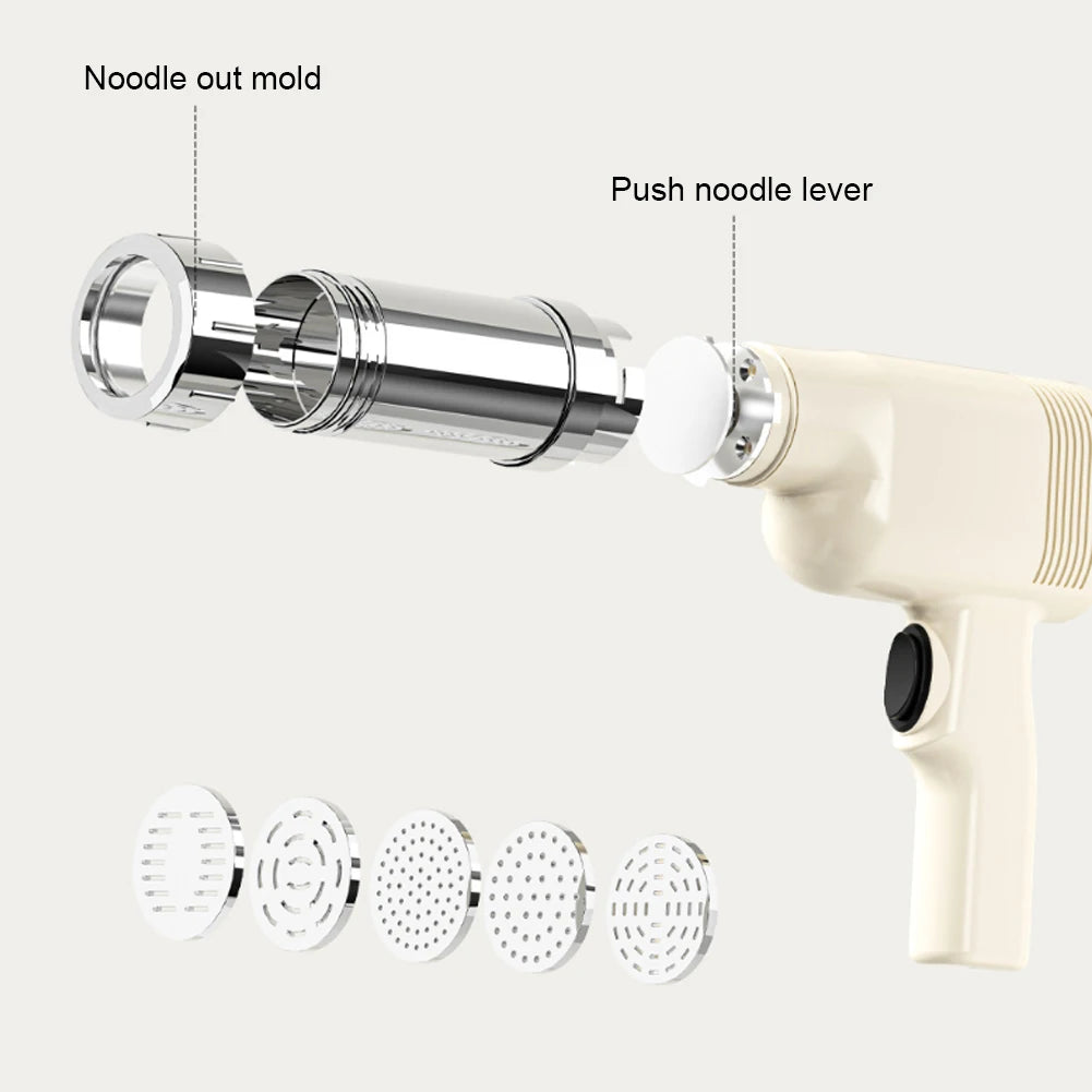 Automatic Noodle Maker Cordless Electric Pasta Extruder 5 Molds USB Charging Utility Kitchen Gadget