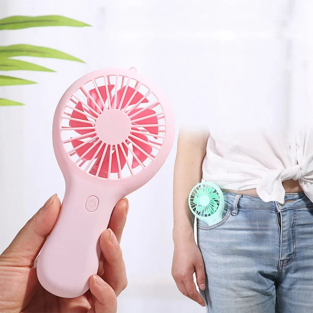 Mini Handheld Small Fan 3 Gears Portable Silent Office Desk Student on Dormitory Charging Outdoor Hand Holding Fan Small