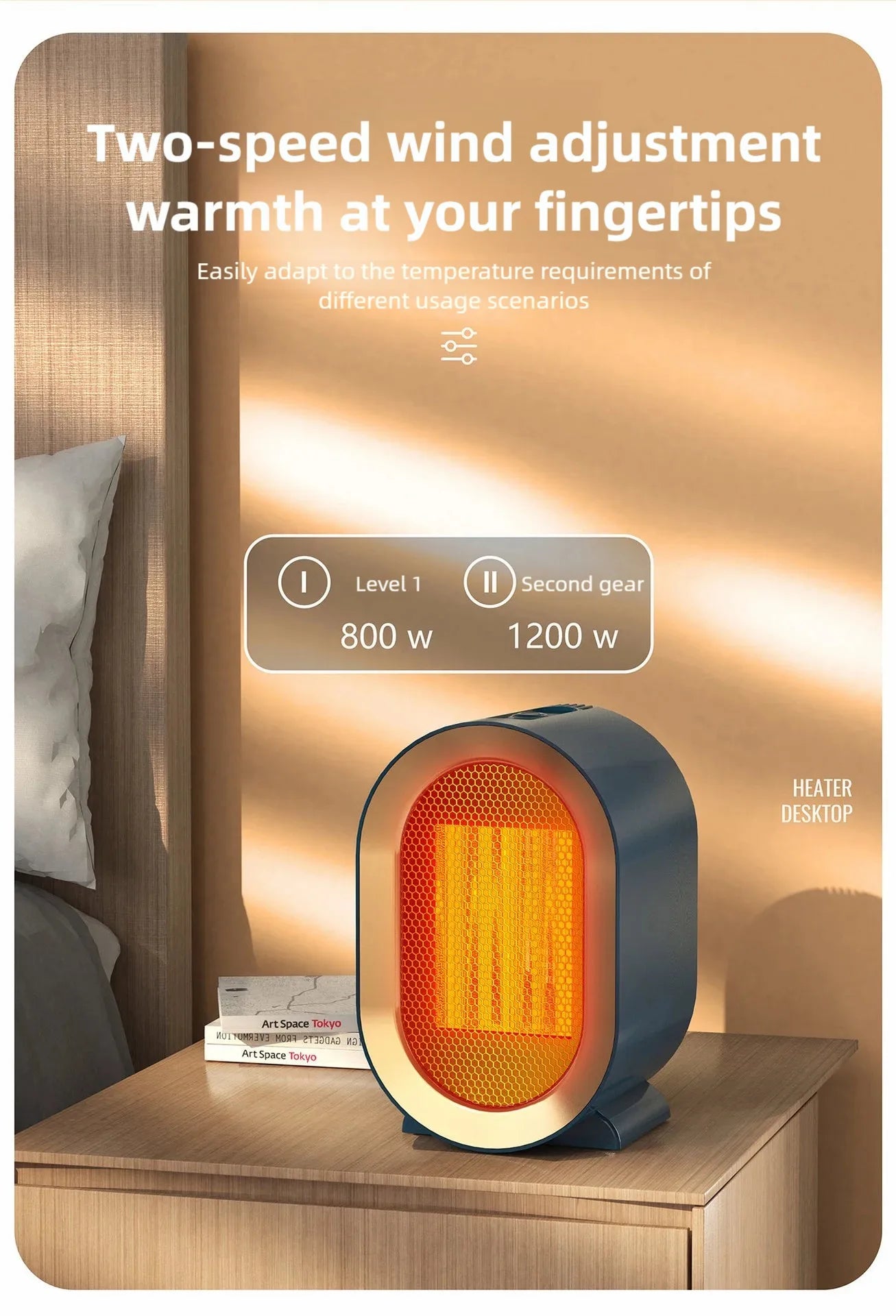 2025 New1200W Portable Electric Heater Mini Desktop Fan Heater Smart Warm Air Machine Home Bedroom Office Winter Heater