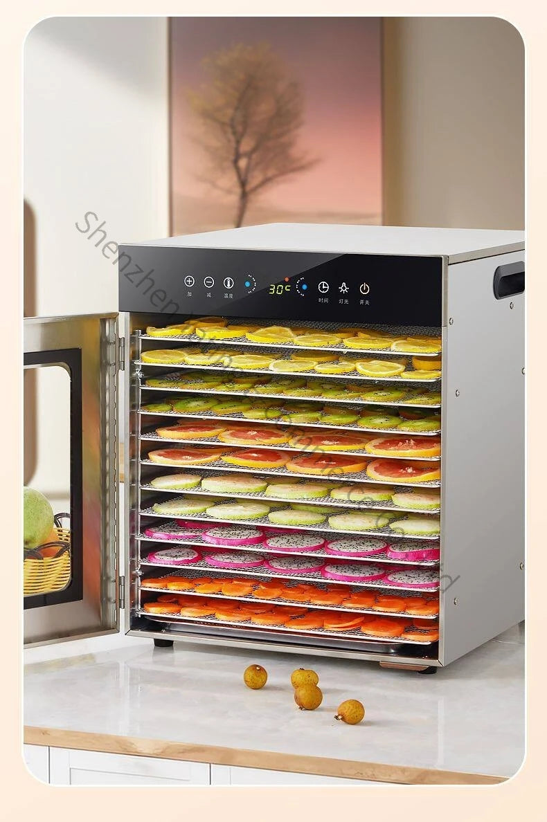 Compact household food dryer, 8-tray multifunctional smart fruit dryer, fruit and food dehydrator.