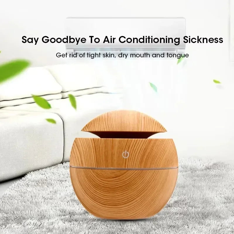 USB Ultrasonic Cool Mist Sprayer Essential Oil Fragrance Mini Home Wood Grain Air Humidifier Electric Air Aroma Diffuser Purifie