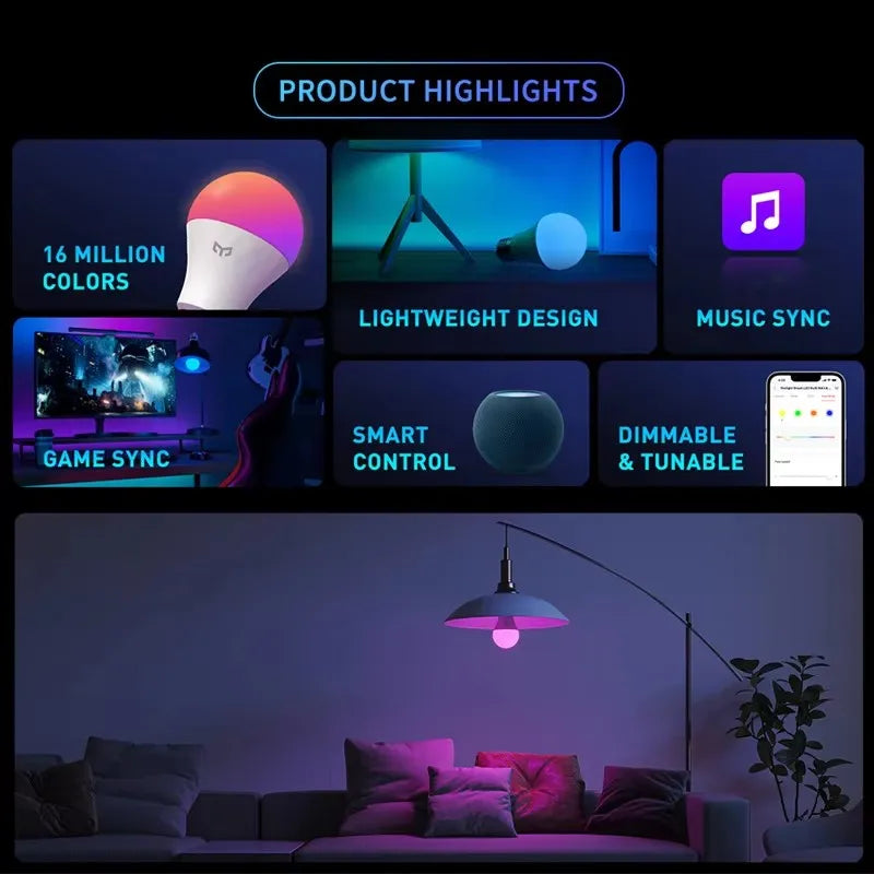 Yeelight Smart LED Bulb W4 Lite E27 BLE+WIFI 800lm 8W 2700-6500K Remote control Smart home Works on Homekit, Google, Alexa