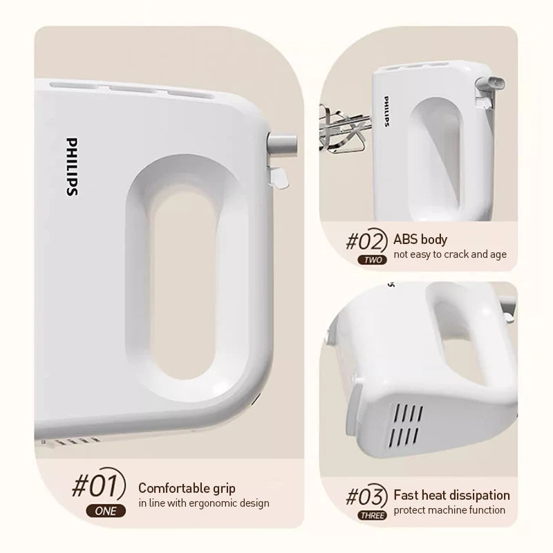 Philips Handheld Electric Egg Beater 3-Speed 2-Beater Automatic Mixer for Egg White And Cream Household Kitchen Tool HR3700